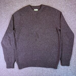 Sonoma Sweater Men L Gray Knit Crewneck Pullover Casual Reinforced Elbow 5% Wool